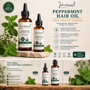 Intentional Hair & Beauty Peppermint Hair Oil – Cooling Scalp Treatment for Growth, Strength & Shine (60ml / 100ml)